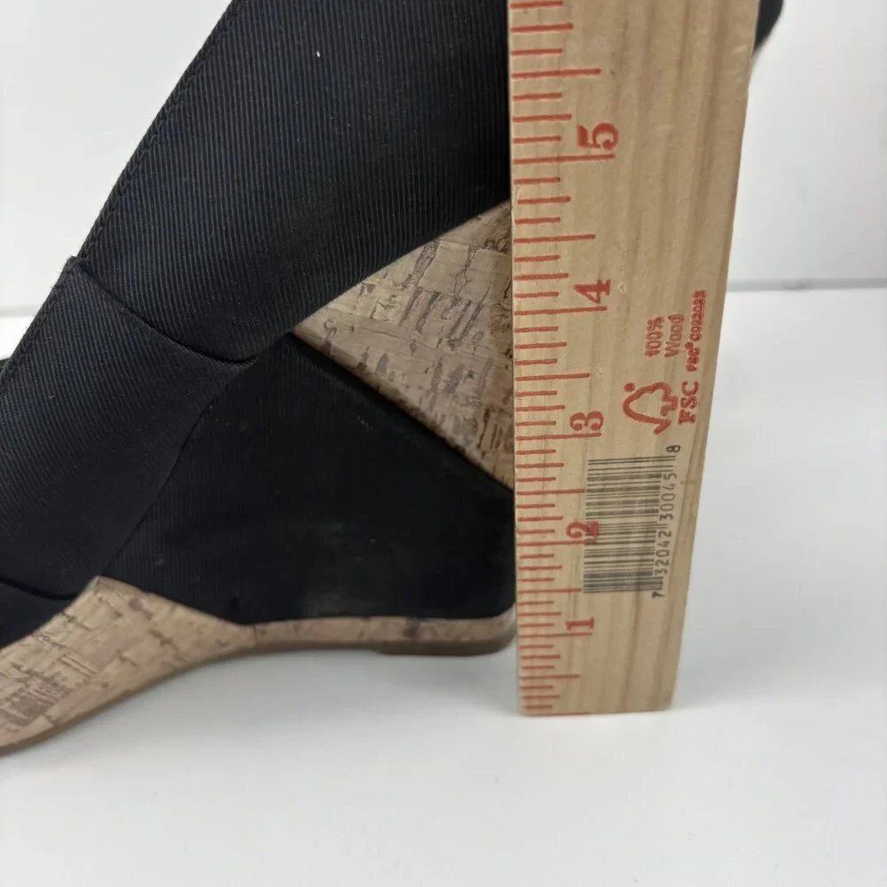 Black Peep Toe‎ Wedge Heels Cork Platform Size 8 By Mossimo Sox-Tab
